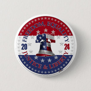 2024 Rood Blauw Vrijheid, Gelijkheid, Gerechtighei Ronde Button 5,7 Cm