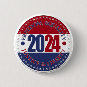 2024 Rood Blauw Vrijheid, Gelijkheid, Rechtvaardig Ronde Button 5,7 Cm