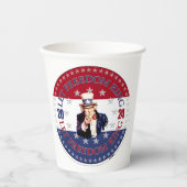 2024 Rood en Blauw Laat Vrijheidsring Uncle Sam Papieren Bekers (Voorkant)
