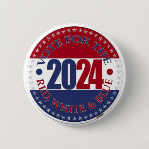 2024 Rood en Blauw Stem op Rood Wit en Blauw Ronde Button 5,7 Cm