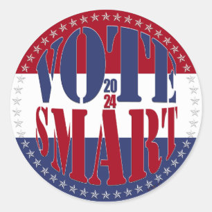 2024 Rood en Blauw STEMMEN SMART 1 Ronde Sticker