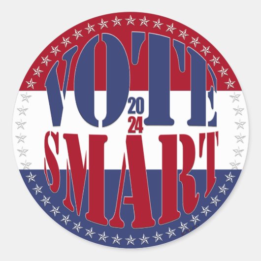 2024 Rood en Blauw STEMMEN SMART 1 Ronde Sticker (Voorkant)