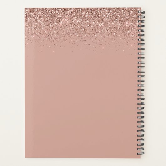 2024 Roos gouden Blush roze glitter monogram Planner (Achterkant)