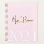 2024 Roze & Goud Maandelijkse & Wekelijkse Planner (Voorkant)