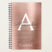 2024 Roze Goud Roze Glans Monogram Planner (Voorkant)