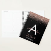 2024 Roze Goud - Roze Roze en Zwarte Glitter Monog Planner (Display)