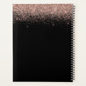 2024 Roze Goud - Roze Roze en Zwarte Glitter Monog Planner (Achterkant)