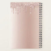 2024 Roze Goud - Roze Roze Glitter Monogram Planner (Achterkant)