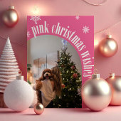 2024 Roze Kerstwens Retro Glitter Fotokaart Feestdagenkaart