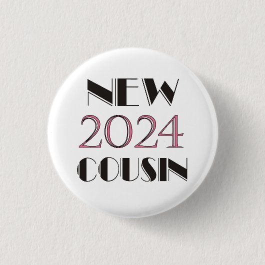 2024 Roze nieuwe neef Ronde Button 3,2 Cm (Voorkant)