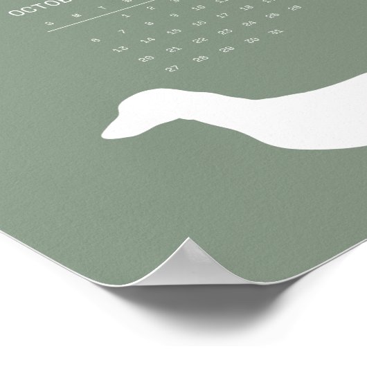 2024 Sage Dachshund Silhouette Kalender Poster (Hoek)