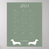2024 Sage Dachshund Silhouette Kalender Poster (Voorkant)