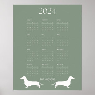 2024 Sage Dachshund Silhouette Kalender Poster