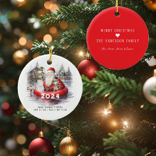 2024 Santa Overstroomd Noordpool Humoristische Vak Keramisch Ornament