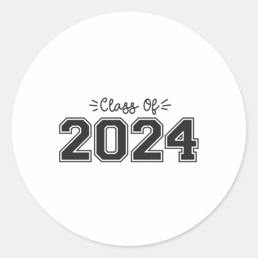 2024 senioren, Klasse van 2024 Afstuderen Ronde Sticker (Voorkant)