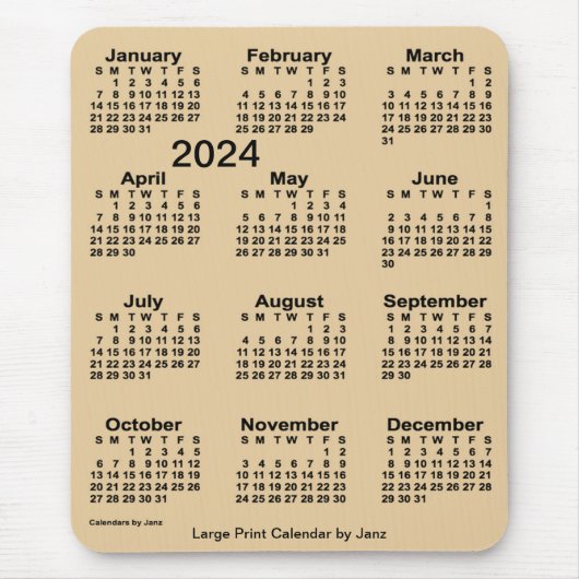 2024 Sepia Large Print Calendar van Janz Muismat (Voorkant)