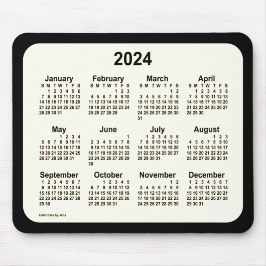 2024 Sepia over de zwarte agenda van Janz Two Tone Muismat (Voorkant)