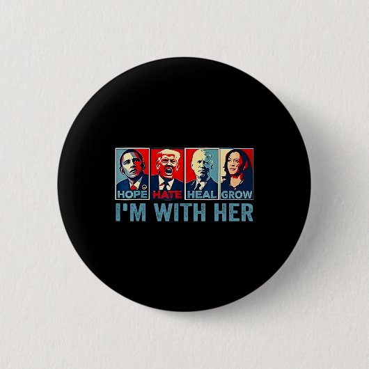 2024 Shirt I'm With Her Kamala- Harris Vote Presid Ronde Button 5,7 Cm (Voorkant)