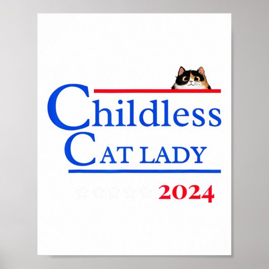 2024 Shirt Kinderloze Cat Lady 2024 Stem Kamala-ha Poster (Voorkant)