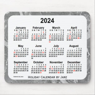 2024 Silver Holiday Art Agenda van de Janz-Muismat Muismat