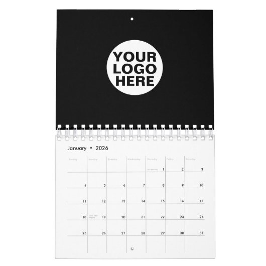2024 Simple Black Calendar Company Logo en tekst Kalender (Jan 2026)
