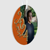 2024 Sinaasappel en Goud Afstuderen Foto Ornament (voorkant)