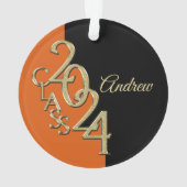 2024 Sinaasappel en Goud Afstuderen Foto Ornament (achterkant)