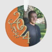 2024 Sinaasappel en Goud Afstuderen Foto Ornament (voorkant)