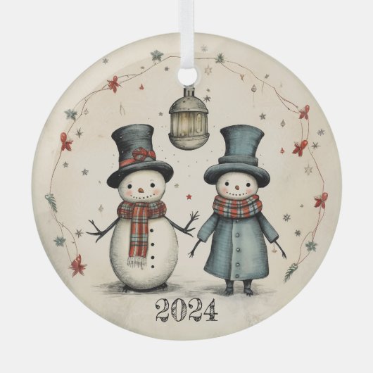 2024 Sneeuwman Glas Ornament (Voorkant)