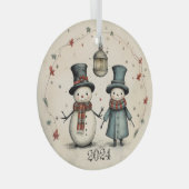 2024 Sneeuwman Glas Ornament (Voorkant Rechts)