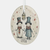 2024 Sneeuwman Glas Ornament (Voorkant links)