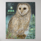 2024 Snowy Owl Maandelijks Kalender Poster (Voorkant)