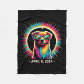2024 Solar Eclipse Hond Dragen Solar Eclipse Glas Fleece Deken (Voorkant)