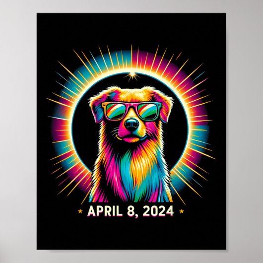 2024 Solar Eclipse Hond Dragen Solar Eclipse Glas Poster (Voorkant)