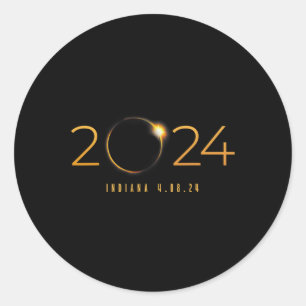 2024 Solar Eclipse Indiana American Totality Sprin Ronde Sticker