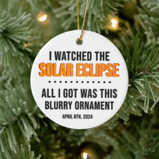 2024 Solar Eclipse Keepsake grappig Keramisch Ornament (Boom)
