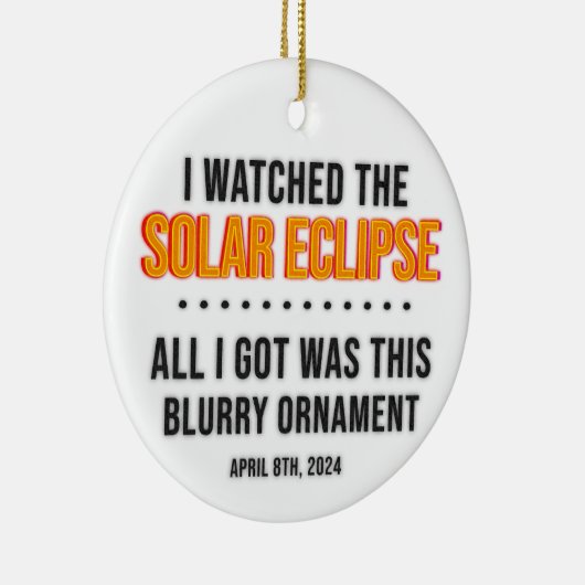 2024 Solar Eclipse Keepsake grappig Keramisch Ornament (Rechts)