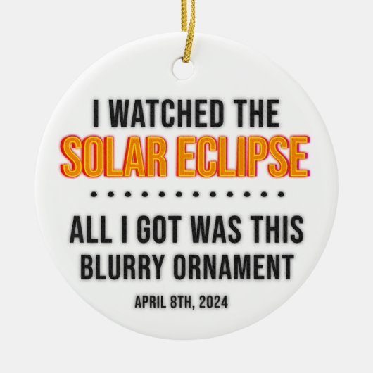 2024 Solar Eclipse Keepsake grappig Keramisch Ornament (Voorkant)