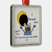 2024 Solar Eclipse Survival Edition Metalen Ornament (Rechts)