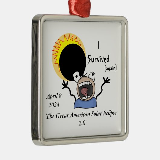 2024 Solar Eclipse Survival Edition Metalen Ornament (Rechts)