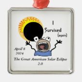 2024 Solar Eclipse Survival Edition Metalen Ornament (Voorkant)