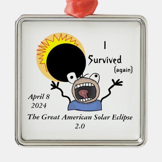 2024 Solar Eclipse Survival Edition Metalen Ornament (Voorkant)