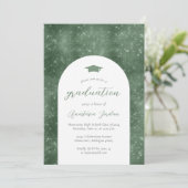 2024 Sparkly Sage Groene Glam Arch Afstuderen Kaart (Staand voorkant)