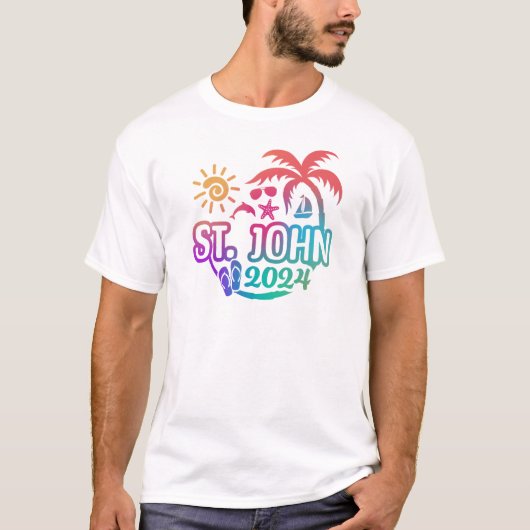 2024 St. John USVI Vakantie-Saint John T-shirt (Voorkant)