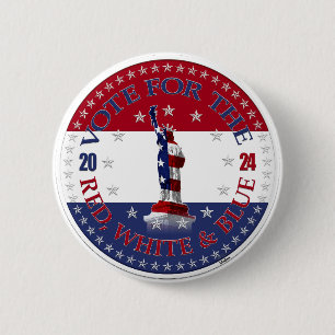 2024 Stem op de Rode Witte Blauwe Statue of Libert Ronde Button 5,7 Cm