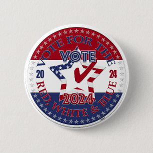 2024 Stem op Rood, Wit en Blauw STEM Ster Ronde Button 5,7 Cm