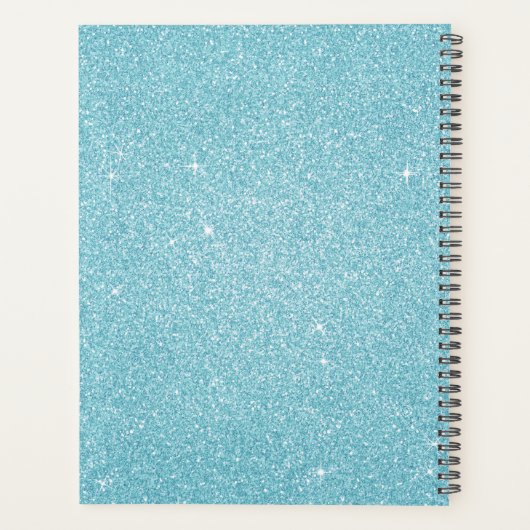 2024 Teal Aqua Blauwe Glitter Glans Monogram Planner (Achterkant)