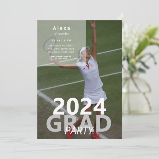 2024 Tennis Foto Afstudeerfeest II Kaart (Staand voorkant)