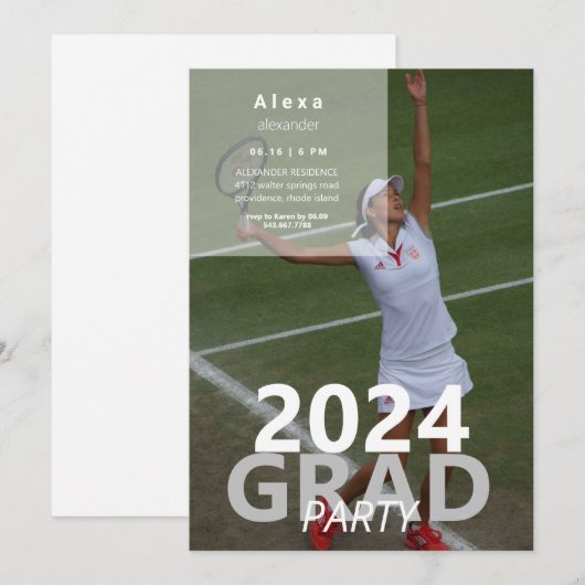 2024 Tennis Foto Afstudeerfeest II Kaart (Voorkant / Achterkant)