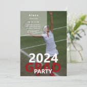 2024 Tennis Foto Afstudeerfeest Kaart (Staand voorkant)